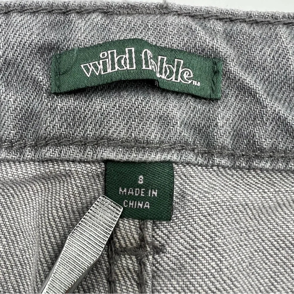 Wild Fable Dark Gray Silver Metallic Foil Dot 90s Relaxed Straight Jeans 8‎ NEW